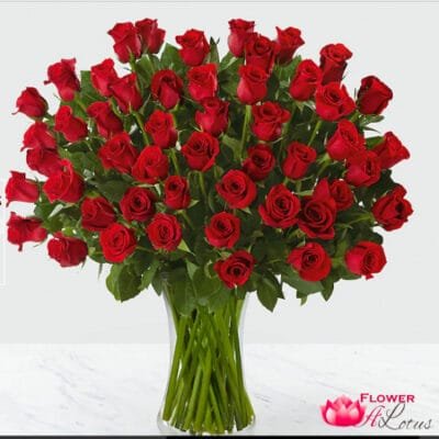 Beautiful Red Roses in Vase