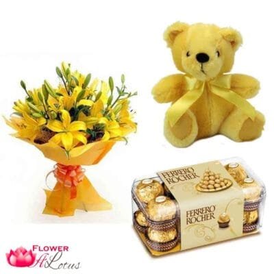 Bright Yellow Lilies Combo