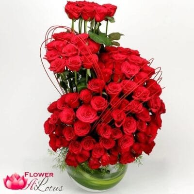 Cute 100 Red Roses Arrangement