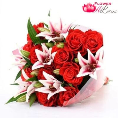 Red Rose N Lilies Bouquet