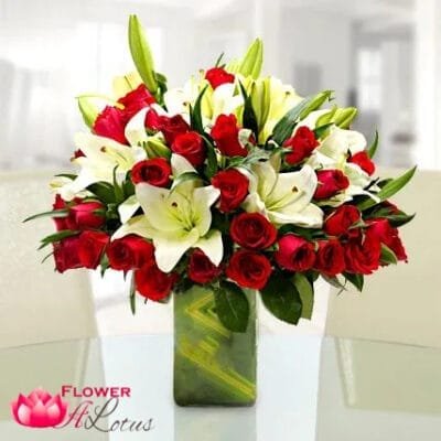 White Lilies & Red Roses Love