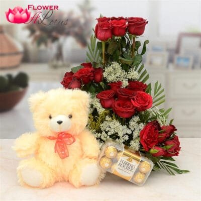 24 Red Roses Basket With Combo