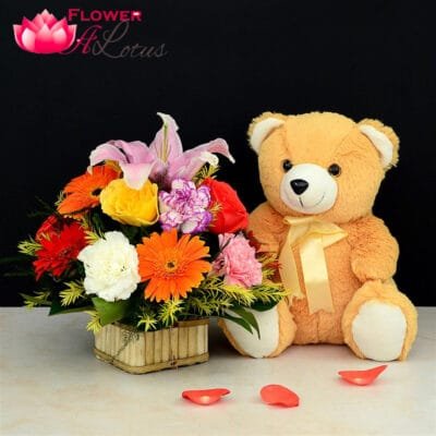 Beautiful Arrangement With Teddy
