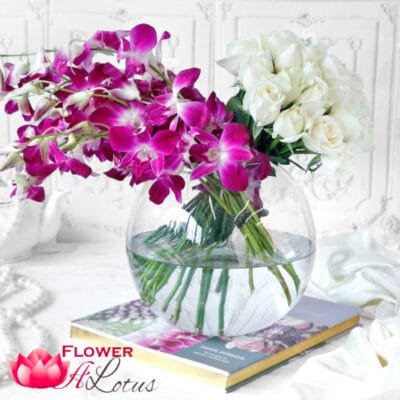 Assorted Flowers in Globe Vase