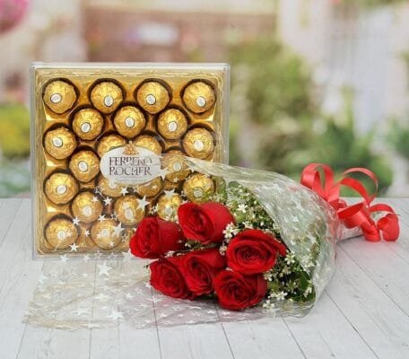Red Roses Bouquet  with Ferrero Rocher