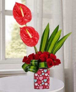 Exotic Gift of Red Anthurium & Reoses