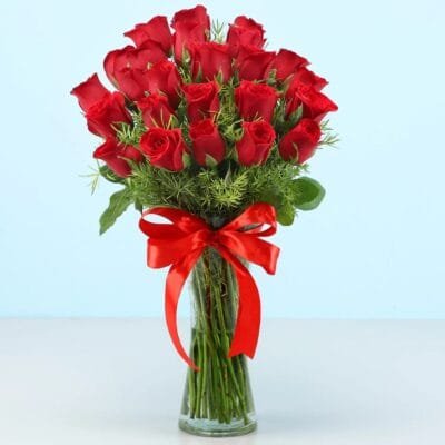 24 Red Roses Vase
