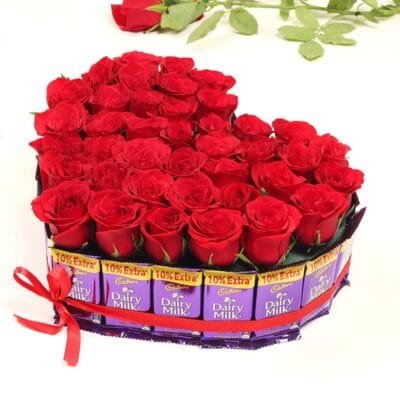 Roses & Chocolate Hearts Delight Combo