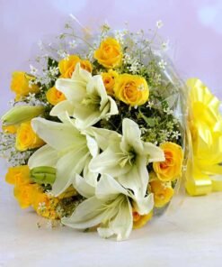 White Lilies & Yellow Roses