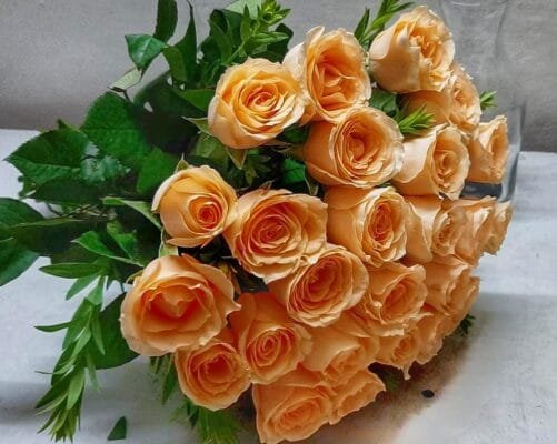 Beautiful Peach Roses Bouquet