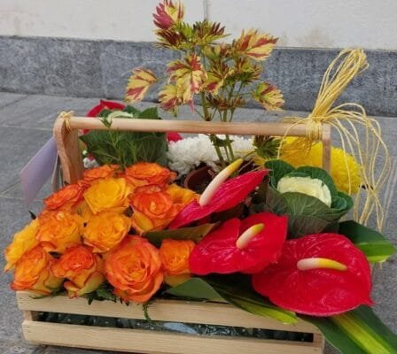 Fascinating Basket  in Wooden Tray