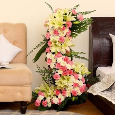 Pink & White Flowers Tall Arrangement