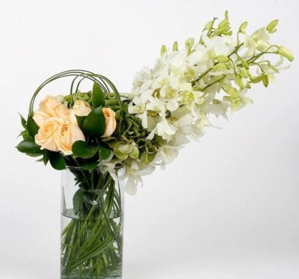 Pleasant Mixed Flowers Glass Vase