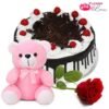 Red Rose Teddy N  Black Forest Cake
