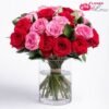 Roses Red N Pink in Vase